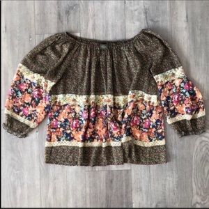 Anthropologie Fei Semi Sheer Silk Floral Shirt